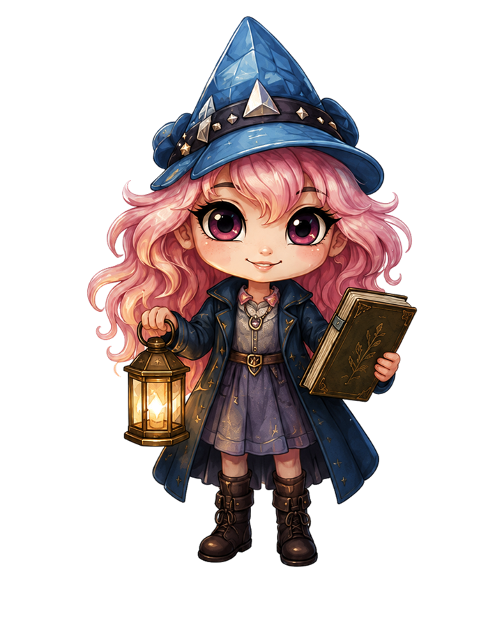 Whitless Academy full-body mascot holding a lantern and book